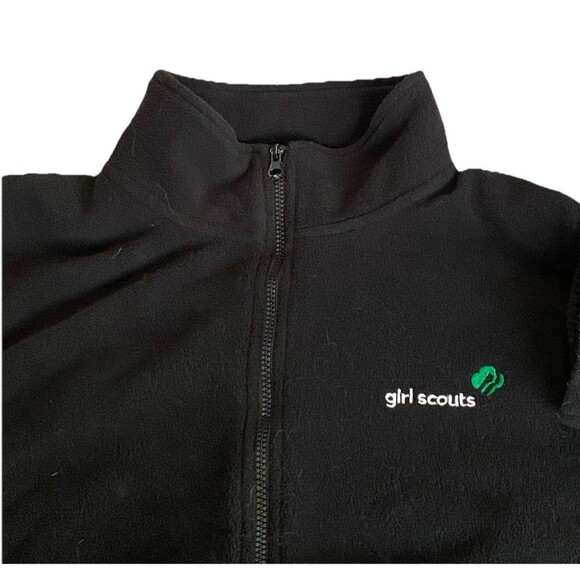 Women’ s Black Fleece Jacket Green Girl Scouts Emblem SZ 2X - Picture 4 of 15